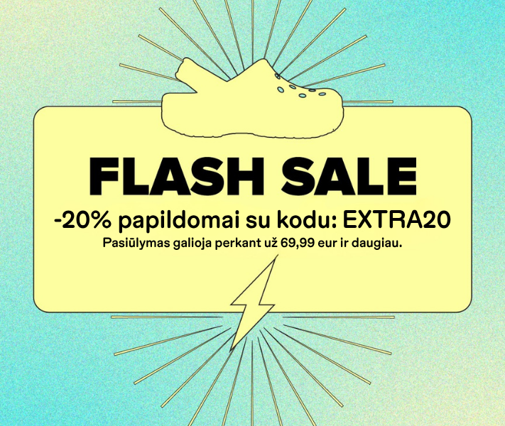 -20% papildoma nuolaida viskam perkant nuo 69,99 &euro; su kodu: EXTRA20. Pasiūlymas galioja tik 2026 05 07.